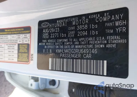 2024 Hyundai Elantra Sel from USA, damaged, VIN KMHLM4DG3RU649146